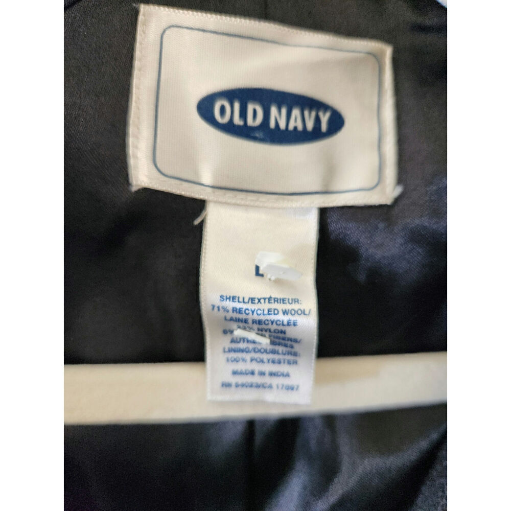 Vintage Old Navy Wool Peacoat Sz L Black/Charcoal classic preppy pockets GUC - Picture 6 of 9